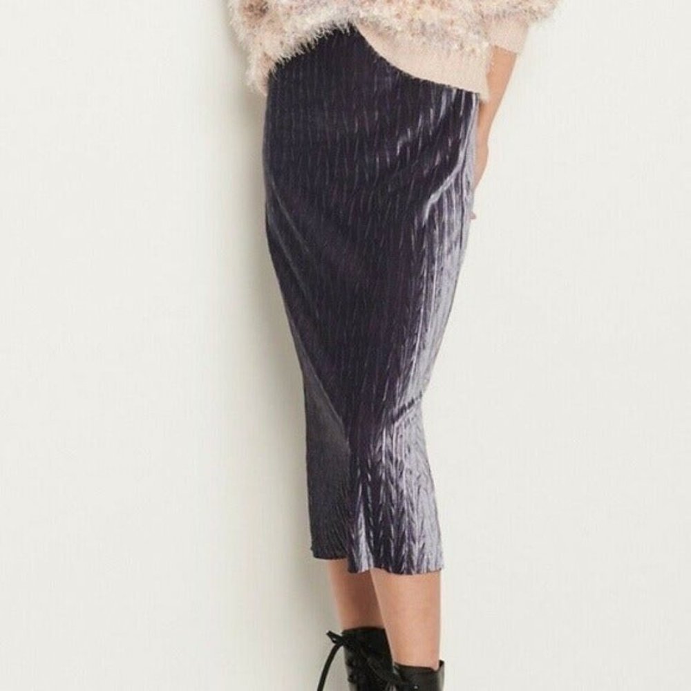 Anthropologie Maeve Tilda Pleated Velvet Skirt